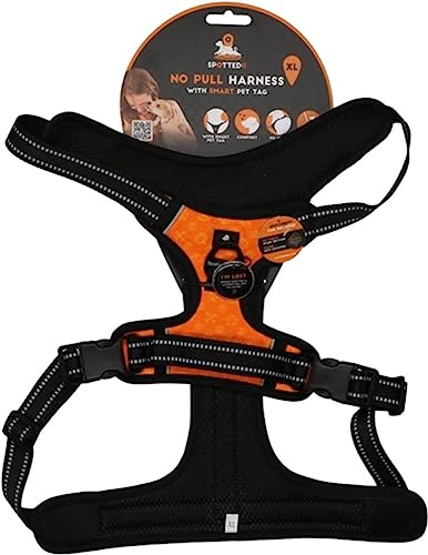 Spotted! PRO Harnas No-Pull – Hundegeschirr mit QR-Token - Hundegeschirr Anti Pull - Wasserdicht - Brustumfang 78-105 cm - Größe XL - Orange von Spotted! Pro