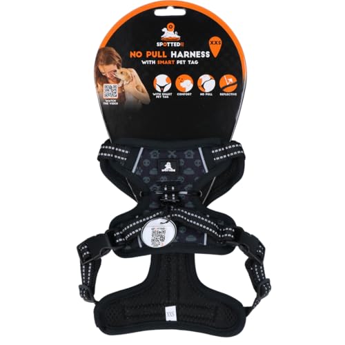 Spotted! Pro Harness No-Pull - Brustumfang 41-50 cm - Hundegeschirr mit QR-Pin - Hundegeschirr Anti-Pull - Wasserdicht - Größe XXS - Anthrazit von Spotted! Pro