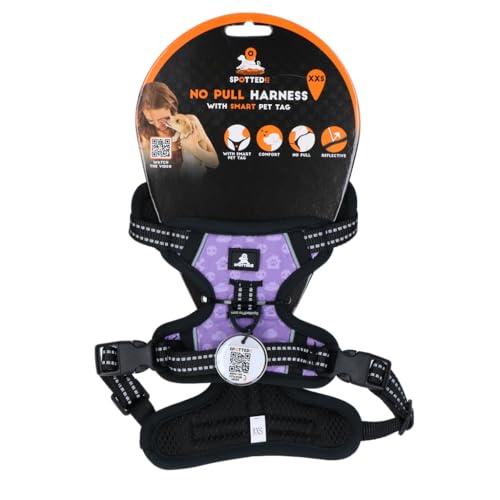 Spotted! Pro Harness No-Pull - Brustumfang 41-50 cm - Hundegeschirr mit QR-Pin - Hundegeschirr Anti-Pull - Wasserdicht - Größe XXS - Lila von Spotted! Pro