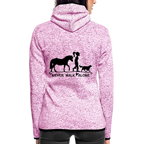 Spreadshirt Never Walk Alone Pferd Hund Frauen Kapuzen-Fleecejacke, M, Lila meliert von Spreadshirt