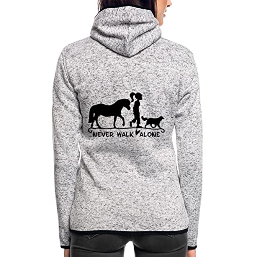 Spreadshirt Never Walk Alone Pferd Hund Frauen Kapuzen-Fleecejacke, XL, Hellgrau meliert von Spreadshirt