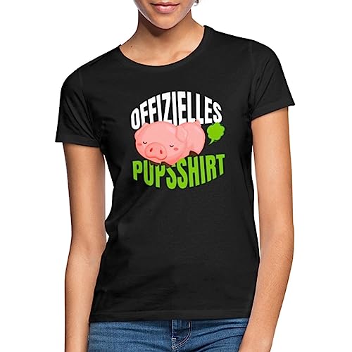 Spreadshirt Offizielles Pupsshirt Schweinchen Furzt Frauen T-Shirt, L, Schwarz von Spreadshirt