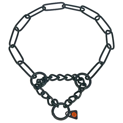 Sprenger Hundehalskette mit Durchzugskette 3mm I Edelstahl rostfreies Hundehalsband für langhaar Hunderassen bis 55 kg - schwarz (50 cm) von Herm Sprenger