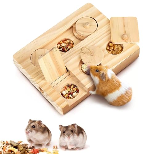 Sprießen 6-in-1 Holzspielzeug-Set für Hamster, Meerschweinchen und Kaninchen - Ideales Futter-Suchspielzeug und Zubehör von Sprießen