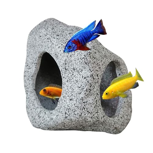 SpringSmart Aquarium-Versteck, Felsenhöhle für Wassertiere zum Züchten, Spielen und Ausruhen, sichere und ungiftige keramische Aquarium-Ornamente, Dekostein für Betta. von SpringSmart