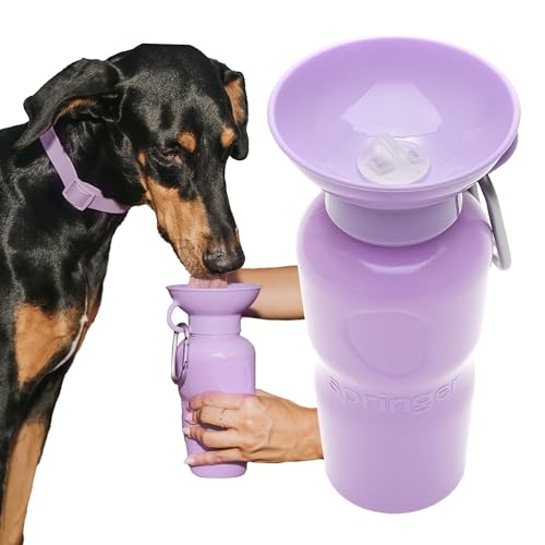 Springer Hundewasserflasche, 625 ml – wie auf Shark Tank und Oprah's Favourite Things 2023 zu sehen – auslaufsicher, BPA-frei, tragbar für Reisen (lila) von Springer