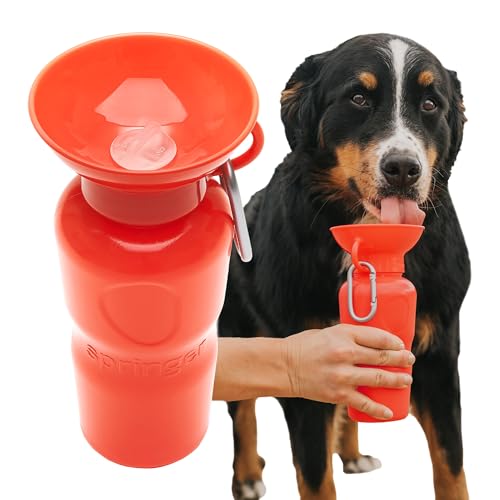 Springer Klassische Reise-Wasserflasche für Hunde - 625 ml tragbare Wasserflasche für Hunde mit patentiertem auslaufsicherem Design für Spaziergänge mit dem Hund, Wandern und Reisen, BPA-freie von Springer