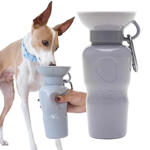 Springer Klassische Reise-Wasserflasche für Hunde - 625 ml tragbare Wasserflasche für Hunde mit patentiertem auslaufsicherem Design für Spaziergänge mit dem Hund, Wandern und Reisen, BPA-freie von Springer