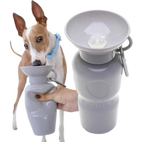 Springer Klassische Reise-Wasserflasche für Hunde - 625 ml tragbare Wasserflasche für Hunde mit patentiertem auslaufsicherem Design für Spaziergänge mit dem Hund, Wandern und Reisen, BPA-freie von Springer