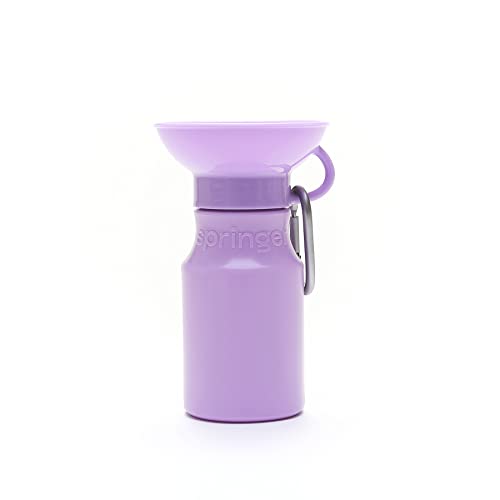 Springer Mini Travel Dog Water Bottle - As seen on Shark Tank - 425.2 g Small Dog Water Bottle with Patented Leak-Proof Design for Dog Walking, Hiking and Traveling, BPA Free Materials (Lilac) von Springer