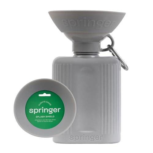 Springer Splash Shield für Mini Classic Growler Hund Reiseflaschen - Mess Proofer & Bowl Expander für große Rassen - BPA-freies Silikon (nicht kompatibel mit Flip Bottle) - Grau von Springer