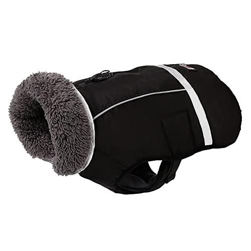 Springs Hundejacken for mittelgroße Hunde verdicken warme Fleece Futter Hund Wintermantel reflektierende Haustiere kalte Wetterjacke Pelzkragen Kleidung Kleidung Weste for kleine große Welpenwandern von Springs