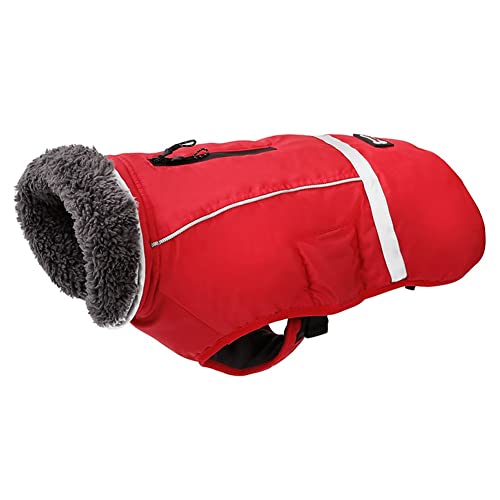 Springs Hundejacken for mittelgroße Hunde verdicken warme Fleece Futter Hund Wintermantel reflektierende Haustiere kalte Wetterjacke Pelzkragen Kleidung Kleidung Weste for kleine große Welpenwandern von Springs