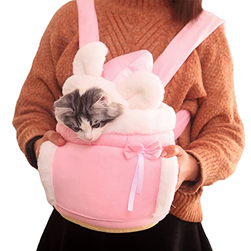 Springs Warm Hunde-Rucksack Plüsch Dicker Hund Katze Carrier Rucksack Hände freier Haustierträger for Katze Winter hängende Welpen Reisetasche for den Außenwanderung Wanderung Fahrrad Motorrad Rosa von Springs