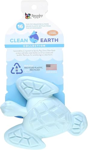 Spunky pup Clean Earth Robustes Kauspielzeug für Hunde für aggressive Kauer, recycelt, hergestellt in den USA, Schildkröte von Spunky Pup