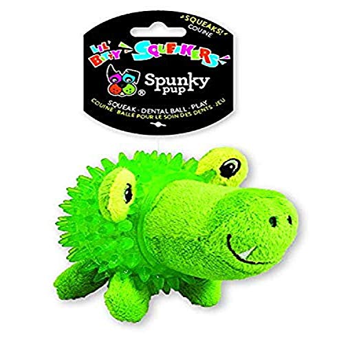 Spunky Pup Lil' Bitty Squeakers Dog Toy, Plush Toy Inside a Bouncy Textured Ball, Soft and Squeaks, Perfect for Puppies and Small Dogs, Alligator Toy von Spunky Pup
