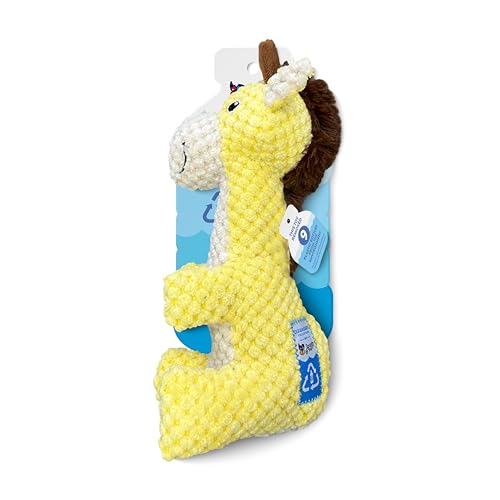 Spunky pup Clean Earth Hundespielzeug aus Plüsch mit Quietscher – recycelt, umweltfreundlich, schwimmt für Strand, See, Pool – Giraffe von Spunky Pup