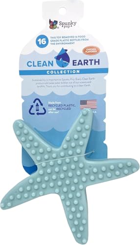 Spunky pup Clean Earth Robustes Kauspielzeug für Hunde für aggressive Kauer, recycelt, hergestellt in den USA, Seestern von Spunky Pup