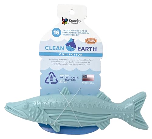 Spunky pup Clean Earth Robustes Kauspielzeug für Hunde für aggressive Kauer, recycelt, hergestellt in den USA, Barracuda von Spunky Pup