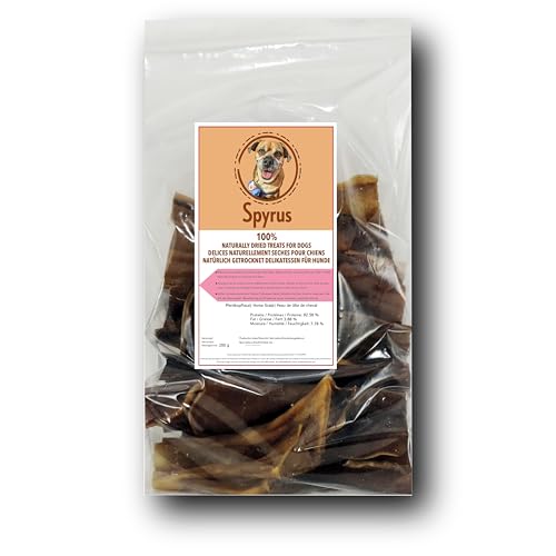 Spyrus Pferdekopfhaut Hunde Snack,Top Qualität,Voll Vitaminen & Mineralien,ohne Konservierungsstoffe Ideal Snack für zwischendurch und Trainingshappen(200g) von Spyrus