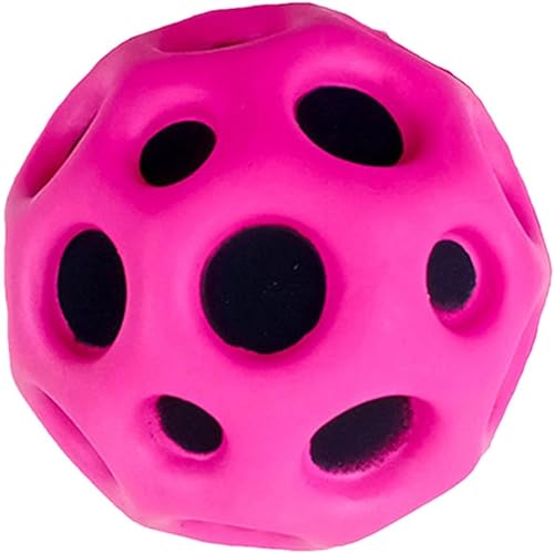 1 x Hot Pink Space Ball, Hüpfball, Mondball mit extrem hoher Sprungkraft, hochbelastbarer Schaumstofflochball, Mini-Hüpfball für Haustiere, Partygeschenk, Calisthenics und Fähigkeit von SquarezhenBo