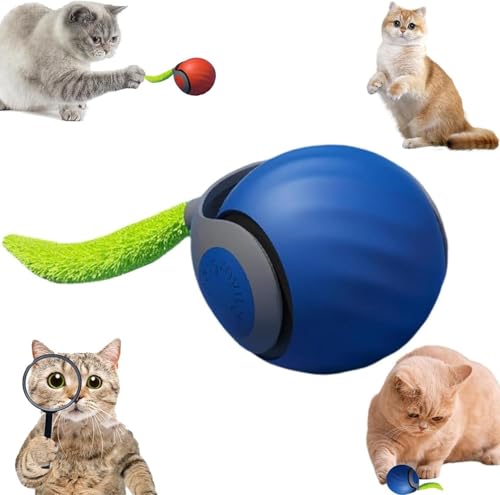 Speedy Tail 2.0, Speedy Tail Katzenspielzeug, über USB wiederaufladbar, intelligenter Katzenspielzeugball, automatisch beweglicher Katzenspielzeugball mit Schwanz, interaktiver Katzenball, für Innen- von Srcasy