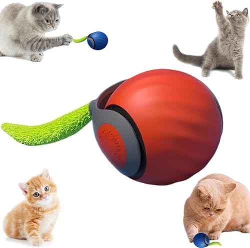 Speedy Tail 2.0, Speedy Tail Katzenspielzeug, über USB wiederaufladbar, intelligenter Katzenspielzeugball, automatisch beweglicher Katzenspielzeugball mit Schwanz, interaktiver Katzenball mit drei von Srcasy