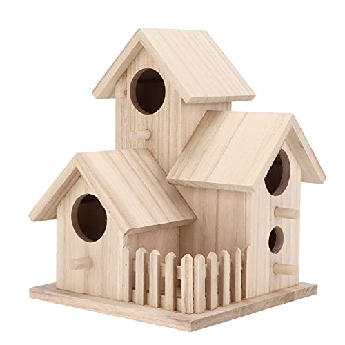 Sren Vogelaufzuchtbox, Outdoor Vogelhaus Hausform klein Paulownia für Wildvögel für Turteltauben für Wellensittiche für Papageien(DREI Räume) von Sren