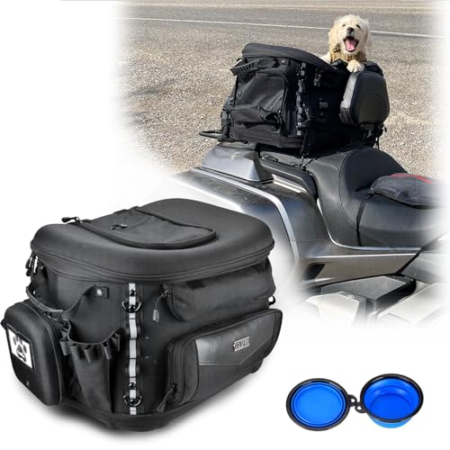 Sresk Motorrad-Hundetragetasche für Harley Touring Trike Street Glide Road King Can Am CVO, Tragbare Haustier-Tragetasche Katzentragetasche Reisetasche mit Beifahrersitz (Schwarz) von Sresk