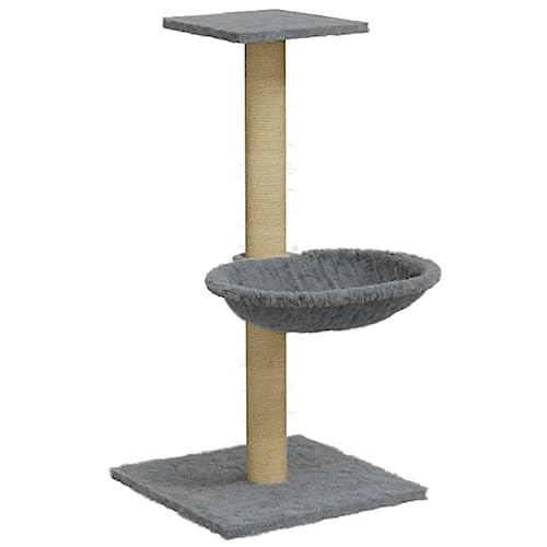 Srifurny Kratzbaum Innenbereich mit Sisal-Kratzsäule Hellgrau 74 cm Komfortabler Plüsch Katzenkratzbaum Bieten Sie Ausreichend Platz für Katzen zum Kratzen, Klettern, Sitzen, Ausruhen von Srifurny