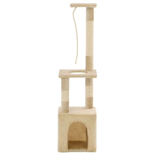 Srifurny Kratzbaum mit Sisal-Kratzsäulen 109 cm Beige Multifunktional Katzenkratzbaum Platz für Katzen zum Strecken Bewegen Kratzen Qualitativ Hochwertigen Mehrstöckige Katzen-Spielplatz von Srifurny