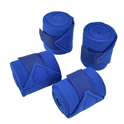 4 Stück Robuste Polyester-Pferdebeinbandage mit Reifen- und Schlaufenverschluss, Ideal Pferde, Hunde, Kühe und Katzen in Blau von Srliya