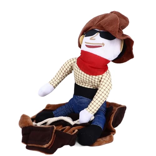 Srliya Cowboy-Hundekleidung, Haustierreiten, Verklärung des Cowboys, Cowboy-Reiter-Hundekostüm, Atmungsaktiv, Bequem, Polyester-Hundetuch Teddy, Golden von Srliya