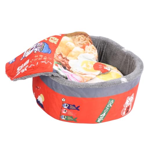 Srliya Noodle Box Katzenbett Im Japanischen Stil, Halbgeschlossen, Weich, Bequem, Warm, Katzenbett, Haustierbett, Box für Vier Jahreszeiten (L 47,24 Zoll Durchmesser) von Srliya