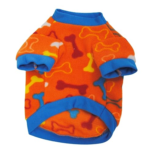 Warme Kleidung für Haustiere, Weicher Polyester-Haustier-Overall, Orangefarbenes Knochenmuster, Warme Hundekleidung für und Winter von Srliya