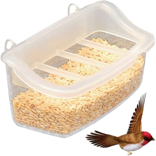 Vogelhäuschen für Käfig, 4x2x1.5 Plastik Vogelkäfig -Feeder, klarer sichtbarer Lebensmittelbehälter mit Schnalle für Papageien Lovebirds Canary Finch Rabbit von Ssguopte