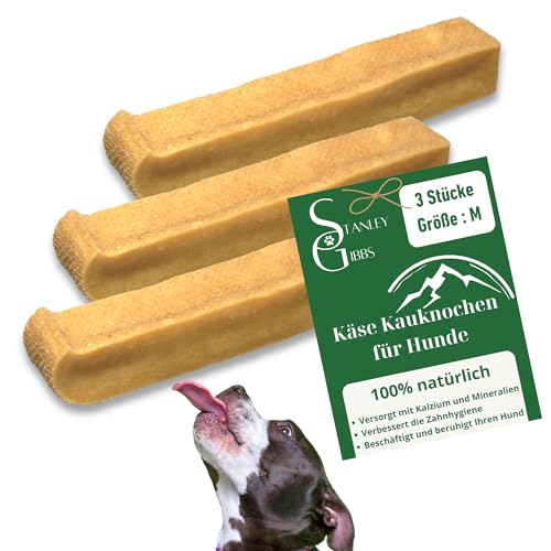 Premium Kaukäse für Hunde : Yak-Käse für Hunde, Käsesticks - Längeres Kauvergnügen, Käseknochen - Gesund und natürlich, Robust und langlebig, Lecker (Größe M, 3-Pack) von Stanley Gibbs