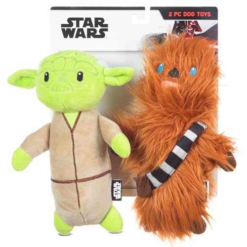 Star Wars for Pets 2 Stück Multipack Hundespielzeug, YODA und Chewbacca Bobo Style Hundespielzeug | Star Wars Plüschtiere Stoff Plüsch Hundespielzeug Quietschendes Star Wars Plüschspielzeug für alle von Star Wars for Pets