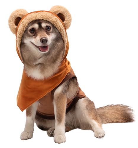 STAR WARS Ewok Offizielles Haustier-Kapuzenpullover-Kostüm – Hoodie mit Schal und Kapuze zum Überziehen mit Ohren (Größe M) von Star Wars