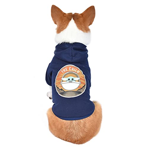 Star Wars for Pets FF20736 The Mandalorian Hoodie für Hunde, The Child-Design mit Loch zur Befestigung der Leine, Kleidung für Hunde, gemütliches GROGU-Sweatshirt für Hunde, Marineblau, Größe XL von Star Wars