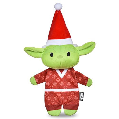 STAR WARS for Pets Holiday Yoda Elfe mit flachem Körper, 22,9 cm, mit Knistern und Quietschen, 22,9 cm Plüsch-Quietscher, Urlaubs-Yoda-Haustier-Spielzeug für Hunde von Star Wars