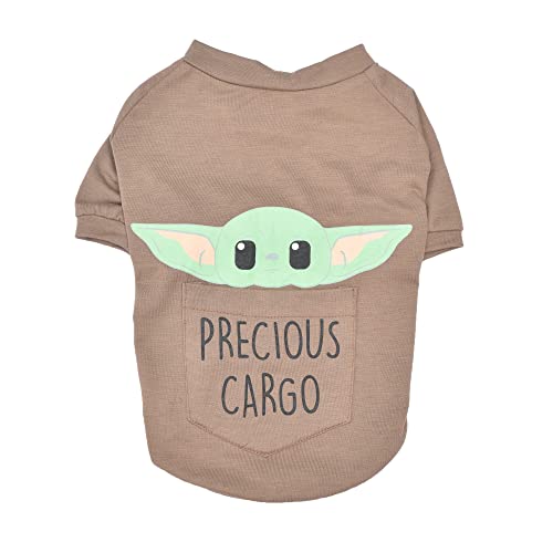 STAR WARS for Pets Star Wars Mandalorian Precious Cargo Hunde-T-Shirt, Größe L, Grogu-T-Shirt für Hunde, Star Wars Haustierbekleidung mit dem Kind, Star Wars Tee für Hunde, Braun (FF20728) von Star Wars