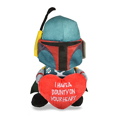 Star Wars Hundespielzeug Boba Fett Plüsch Quietscher | 15,2 cm Mandalorian Valentines Bounty on Your Heart Plüsch-Quietscher Haustierspielzeug | Star Wars Spielzeug für Hunde Boba Fett Stofftier 15,2 cm von Star Wars