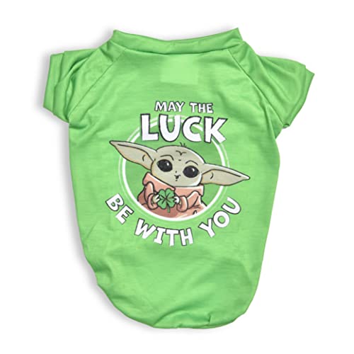 Star Wars Grogu May The Luck Be with You, Hunde-T-Shirt für St. Patrick's Day, Star Wars Dog St. Patty's Shirt für kleine Hunde, Größe S, Star Wars Hundebekleidung und -Bekleidung, niedliche von Star Wars