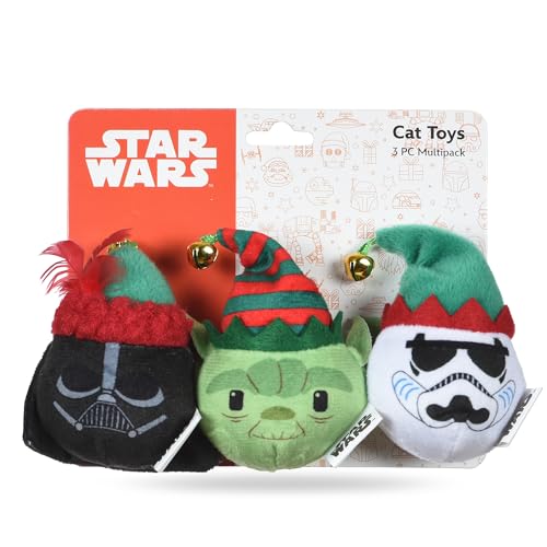 Star Wars for Pets Holiday Katzenspielzeug mit Darth Vader, Stormtrooper und YODA Jingle Balls für Katzen, Star Wars Spielzeug für Katzen, Katzenstrumpffüller, 3 Stück von Star Wars