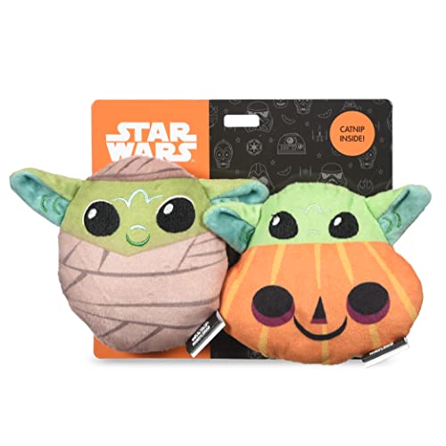 STAR WARS for Pets The Mandalorian FF23417 Halloween-Katzenspielzeug, 10,2 cm, 2 Stück, Grogu Mummy & Grogu Kürbis mit Katzenminze, 2-teiliges Set von Star Wars