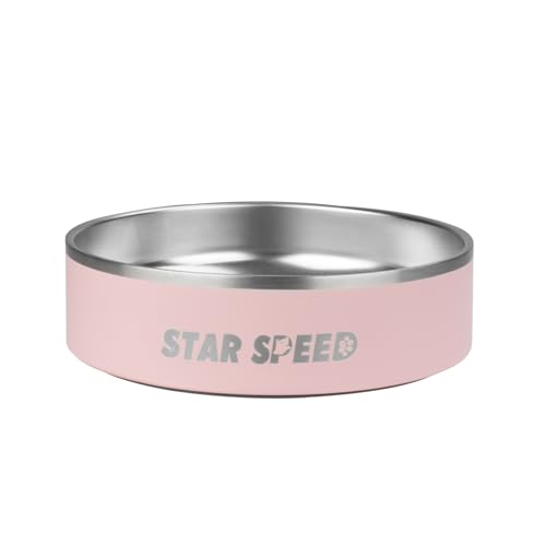 StarSpeed Hundenapf aus Edelstahl, für kleine Hunde mit Gummiunterseite, sturzfest und langlebig, hält kalt, fasst 680 ml, passend für verschiedene Größen (680 ml, Rosa von StarSpeed