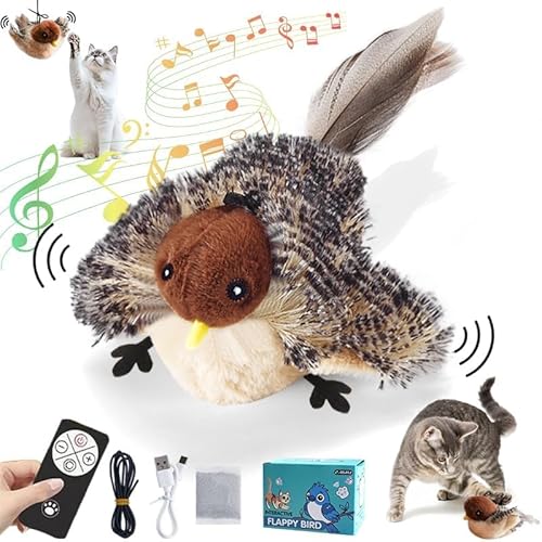 Katzenspielzeug Vogel Fliegender Vogel mit Fernbedienung und 3 Modi Katzenspielzeug Vogel Flattern Bewegender Vogel Katzenspielzeug Elektronisches Interaktives Spielzeug Katze Vogel Flattert (A) von Starnearby