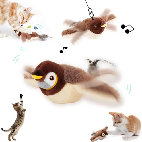 Starnearby 2 Stück Katzenspielzeug Vogel Flattern Fliegender Vogel Katzenspielzeug Selbstbeschäftigung Flappy Bird Cat Toy Interaktives Katzenspielzeug Elektrisch Fliegender Vogel für Katzen von Starnearby