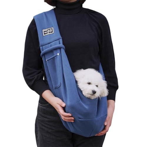 Starnearby Hundetragetasche mit Handytasche, Hundetasche für Kleine Hunde 5kg, Tragetasche Hund Katze, Tragetuch Hund Verstellbar, Hundetrage Transporttasche für Haustiere Outdoor Reise (Blau) von Starnearby